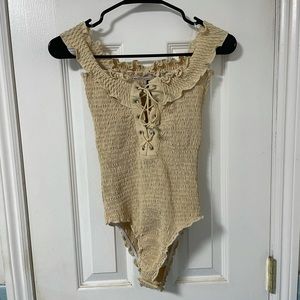 Ruched Frill Trim Solid Off The Shoulder Top